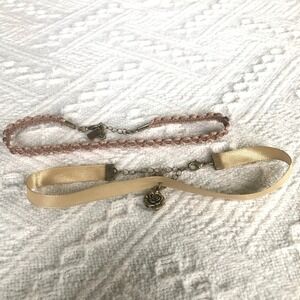 American Eagle choker necklaces set blush crochet and satin ribbon rose 90s Y2K